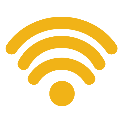 Rent out space: Space features icon, a wifi icon with one dot in the center and several semi circle lines following after that get bigger as they go forwards