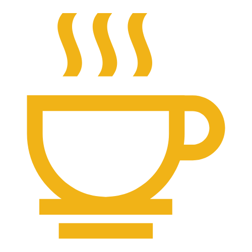 Rent out space: Need coffee icon, Small cup of coffee with steam waves coming out of it